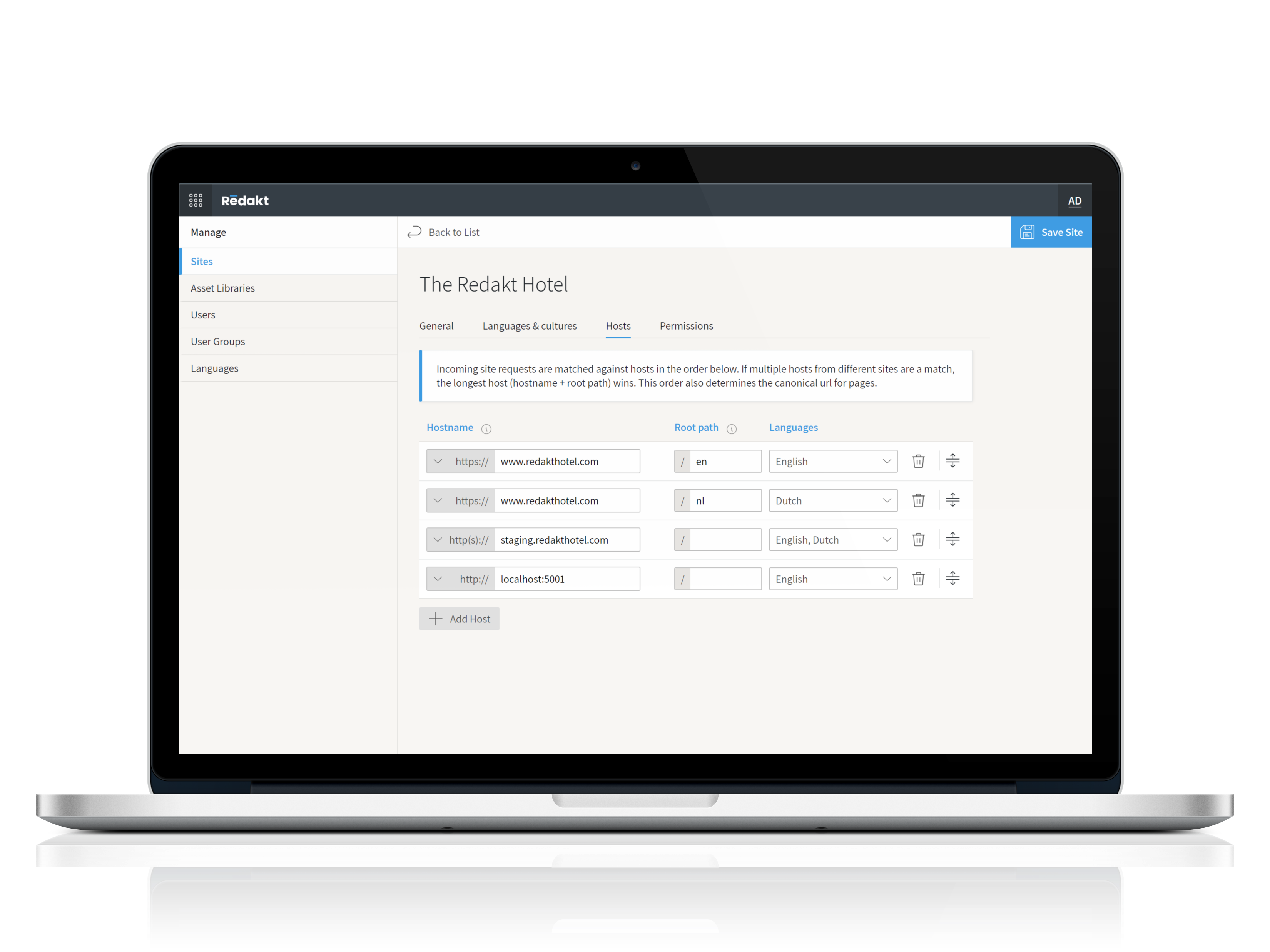 Redakt Site management on laptop