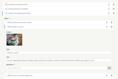 Partial screenshot of Redakt nested content editor